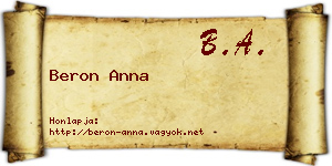 Beron Anna névjegykártya
